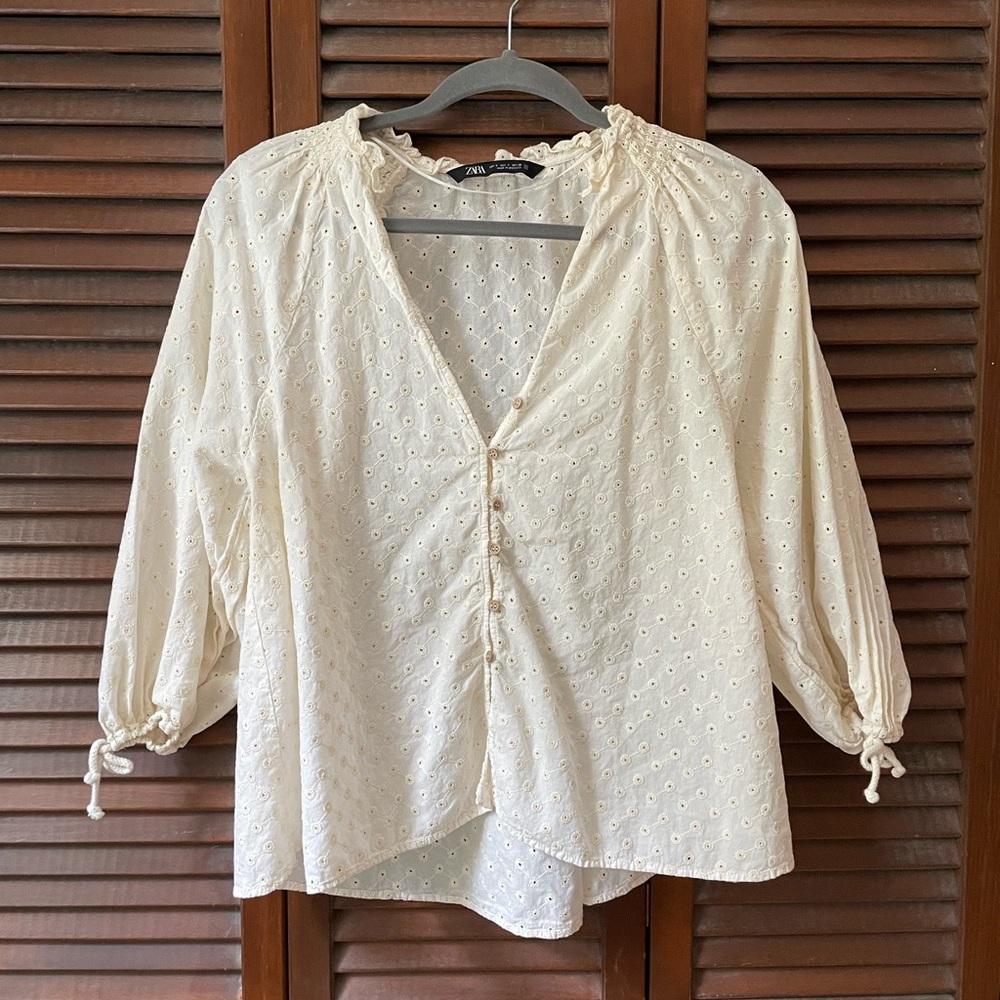 Zara eyelet cotton blouse